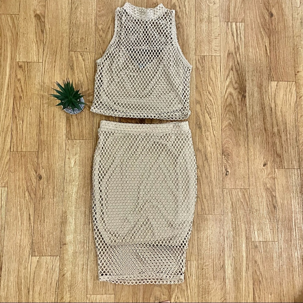 Nude Fishnet Two Piece